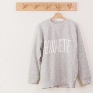 Brunette the Label | "BRUNETTE" Big Sister Crew Neck Sweatshirt in Pebble Grey